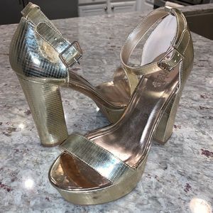 Charlotte Russe Gold Disco Platform Heels